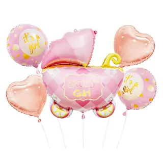 Produktfoto för Folieballong Barnvagn Rosa