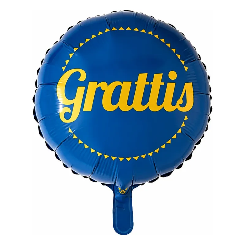 Alternativ bild 0 för Folieballong Grattis, Blå