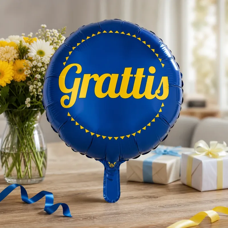 Bild 2 för Folieballong Grattis, Blå