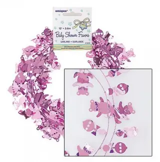 Produktfoto för Foliedekoration rosa nallar och skallror 360 cm