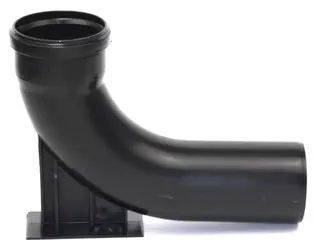 Produktfoto för Fotböj 110mm x 87,5°, lång - svart PP