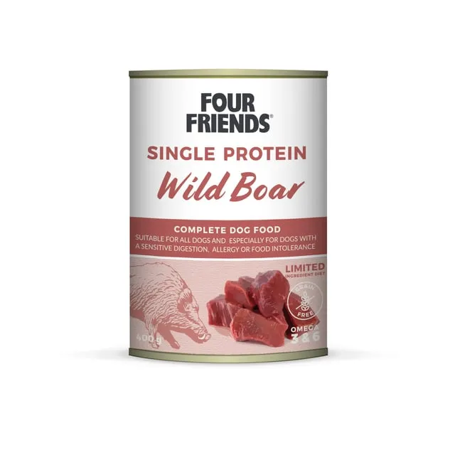 Alternativ bild 0 för Four Friends Dog Single Protein Wild Boar 400 g