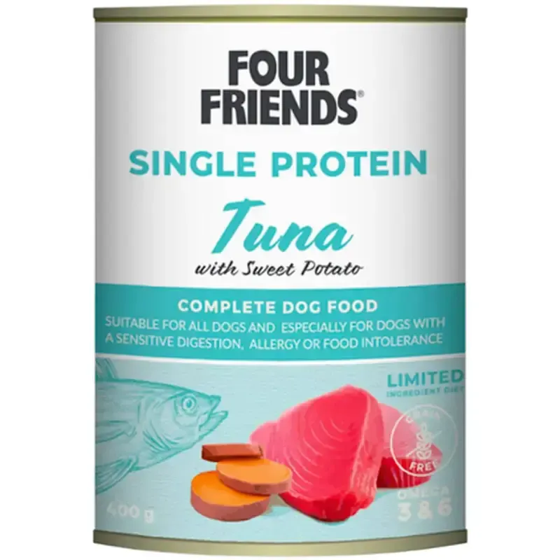 Bild 1 för FourFriends Dog Tuna & Sweet Potato Våtfoder 400 g