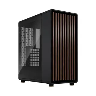 Produktfoto för Fractal Design North - Mid tower - ATX - genomskinlig sidopanel (tonat glas) - ingen strömförsörjning (ATX) - kolsvart - USB/ljud