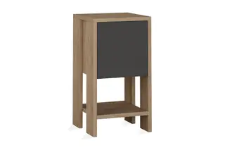 Produktfoto för FUNZI LIVING Ema s&auml;ngbord, m. 1 d&ouml;rr och 1 hylla - ek och antracitgr&aring; melamin (30x30)