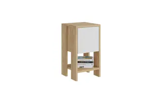 Produktfoto för FUNZI LIVING Ema s&auml;ngbord, med 1 d&ouml;rr och 1 hylla - safir ek och vit melamin (30x30)