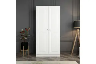 Produktfoto för FUNZI LIVING Kales Membran 190 garderob, w. 2 d&ouml;rrar, 1 hylla, 2 h&auml;ngst&auml;nger - vit melamin