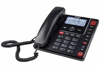 Produktfoto för Fysic Sladdansluten telefon med stor knapp och display för seniorer Svart