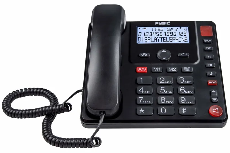 Bild 2 för Fysic Sladdansluten telefon med stor knapp och display för seniorer Svart