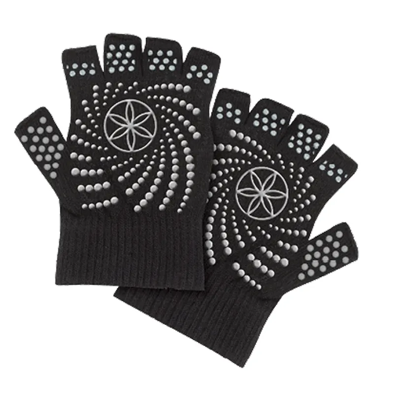 Bild 2 för Gaiam Grey Grippy Yoga Gloves, Yogatillbehör