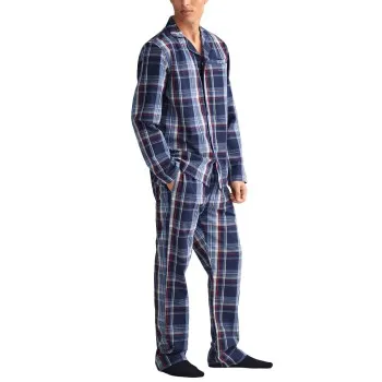 Alternativ bild 0 för Gant Check Pajama Set Shirt And Pants Blå bomull Medium Herr