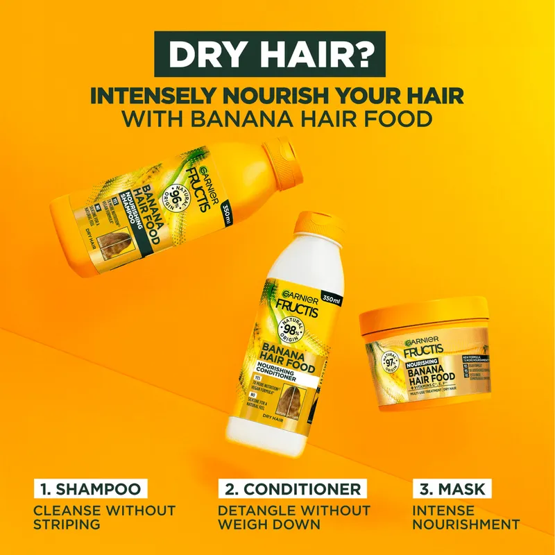 Bild 2 för Garnier Fructis Hair Food Nourishing Schampo Banana 350 ml