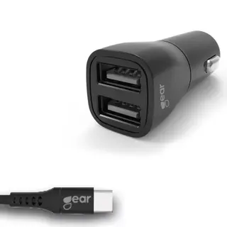 Produktfoto för Gear by Carl Douglas Laddare Bil 2xUSB 3.4A USB-C 2.0 1m