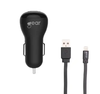Produktfoto för GEAR Charger 12V 1xUSB 1A Black Lightning Cable 1m MFI
