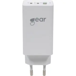 Produktfoto för GEAR Charger GAN 220V 2xUSB-C + 1xUSB-A PD 45W + 18W + 3A (total 65W) White