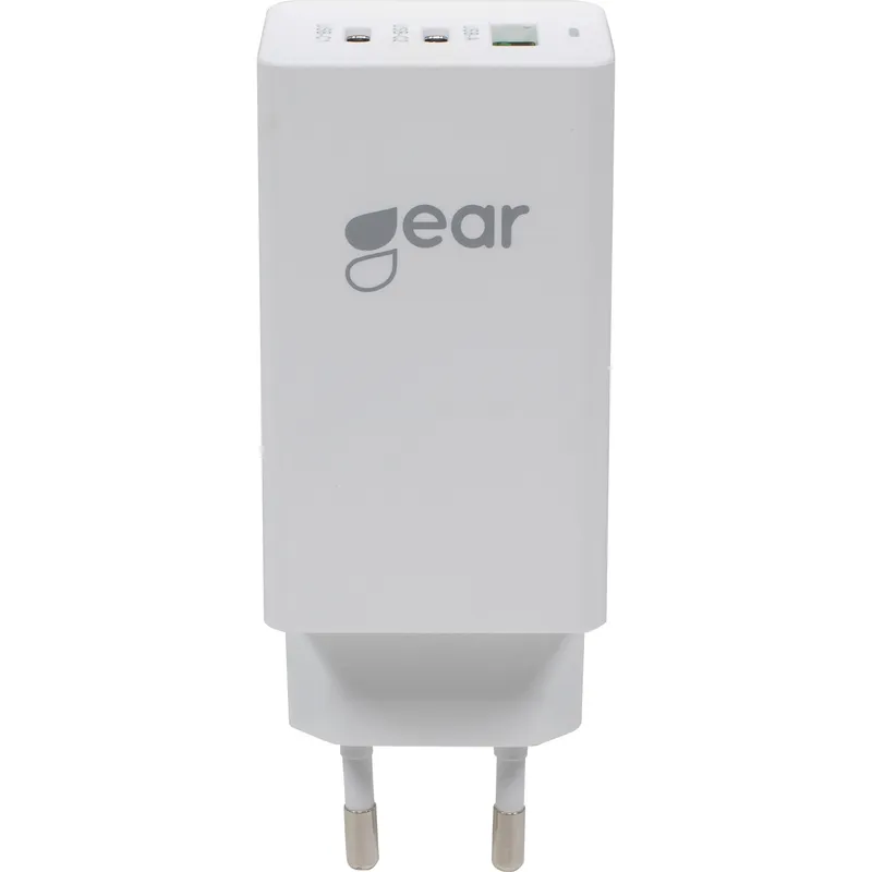 Alternativ bild 0 för GEAR Charger GAN 220V 2xUSB-C + 1xUSB-A PD 45W + 18W + 3A (total 65W) White