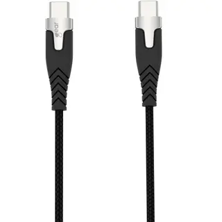 Produktfoto för GEAR Laddkabel PRO USB-C till USB-C 2.0 1.5m Svart Kevlarkabel med Metallkopplingar