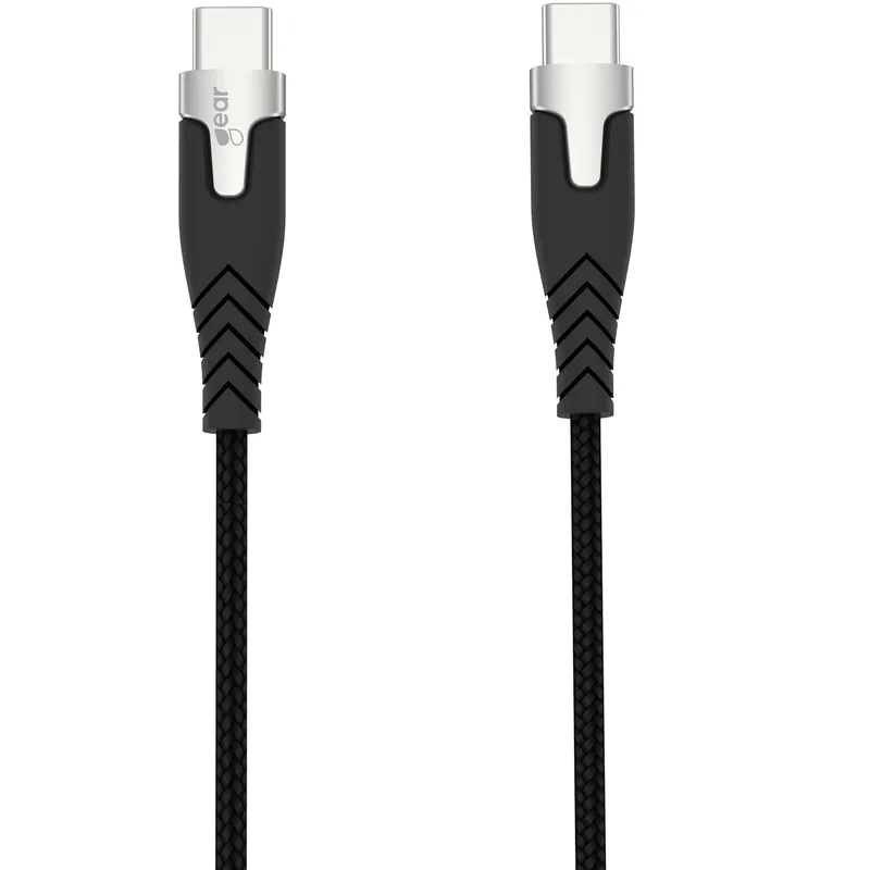Alternativ bild 0 för GEAR Laddkabel PRO USB-C till USB-C 2.0 1.5m Svart Kevlarkabel med Metallkopplingar