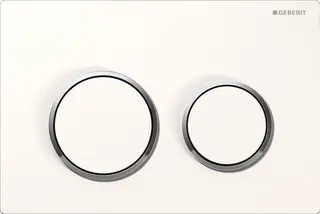 Produktfoto för GEBERIT Omega20 betjeningsplade hvid/blankkrom/hvid til betjening på forsiden eller oppefra med dobbeltskyl