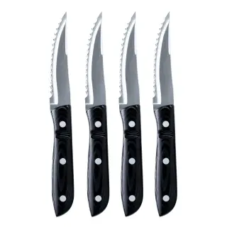 Produktfoto för Gense Old Farmer Micarta steakkniv XL 4 st, svart/stål