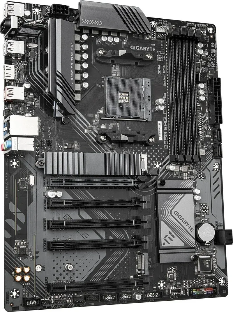 Alternativ bild 0 för Gigabyte B550 EAGLE WIFI6 - Moderkort - ATX - Socket AM4 - AMD B550 Chipuppsättning - USB-C 3.2 Gen 1, USB 3.2 Gen 2, USB 3.2 Gen 1 - Bluetooth, Wi-Fi 6E, Gigabit LAN - inbyggda grafiken (CPU krävs) - HD-ljud (8 kanaler)
