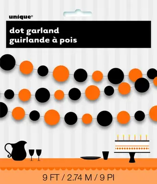 Produktfoto för Girlang svarta och orangea cirklar 274 cm