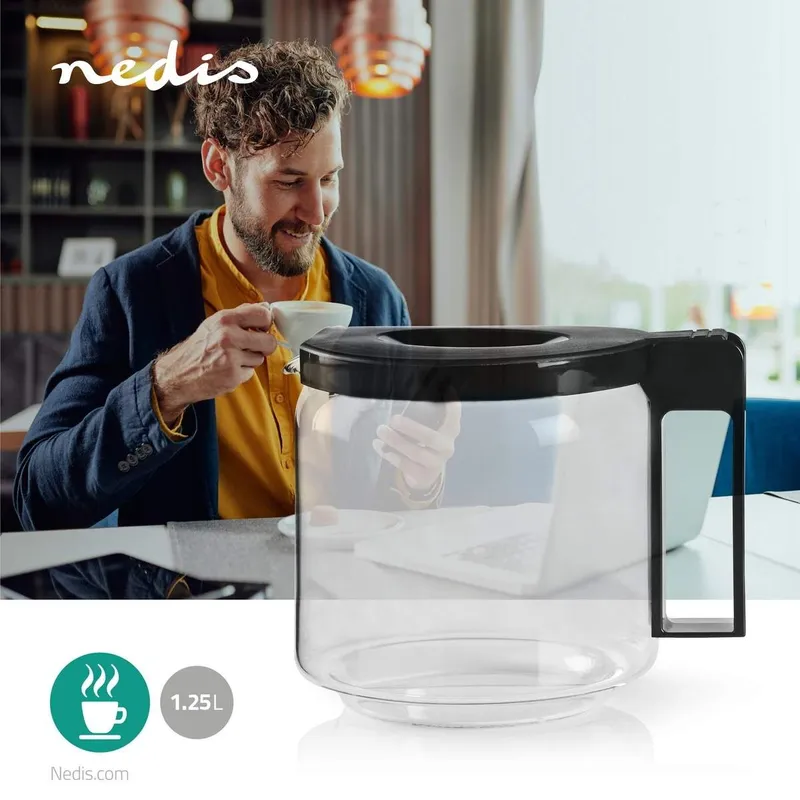 Bild 2 för Glass kaffekannan | Kompatibel med: Moccamaster CD / GCS / KBG / Excellent 10SN | 1.25 l | Svart