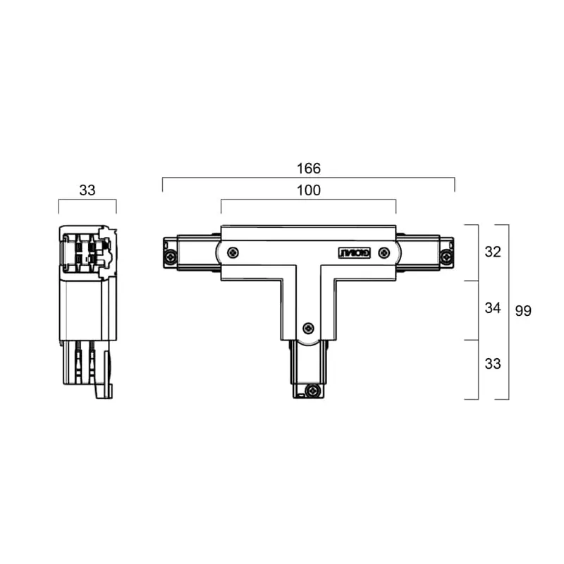 Bild 2 för Global pro T-stycke 230V, 3-fas, vänster, svart - PROFESSIONAL