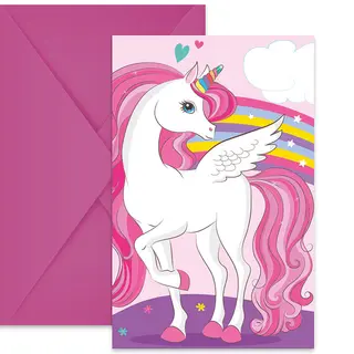 Produktfoto för Globos Invitations and Envelopes FSC Unicorn Rainbow Colors 6 pcs.