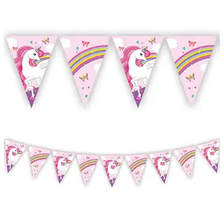 Produktfoto för Globos - Paper Bunting Unicorn Rainbow Colors 3mtr.