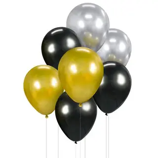Produktfoto för GoDan Beauty&amp Charm ballongbukett guld &amp  svart 30cm 7st