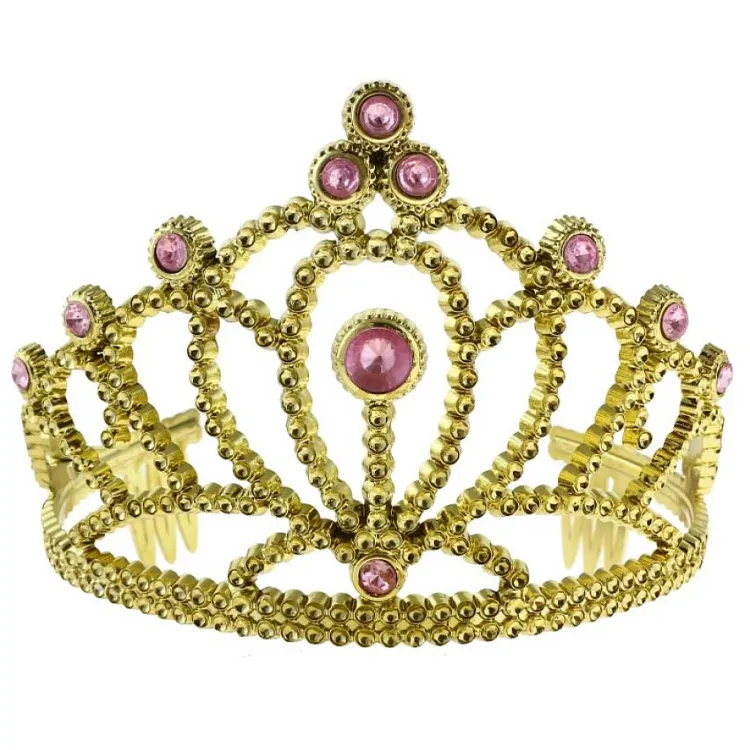 Alternativ bild 0 för GoDan Tiara guldtiara med rosa pärlor - 1 st universal