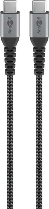 Produktfoto för Goobay 49303, 2 m, USB C, USB C, USB 2.0, 0,48 Gbit/s, Grå, Silver
