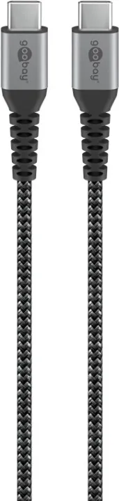 Alternativ bild 0 för Goobay 49303, 2 m, USB C, USB C, USB 2.0, 0,48 Gbit/s, Grå, Silver