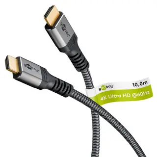 Produktfoto för Goobay 64997, 10 m, HDMI Typ A (standard), HDMI Typ A (standard), 18 Gbit/s, Svart, Silver