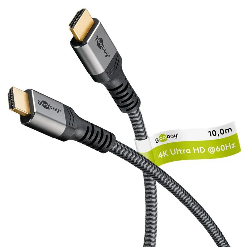 Alternativ bild 0 för Goobay 64997, 10 m, HDMI Typ A (standard), HDMI Typ A (standard), 18 Gbit/s, Svart, Silver