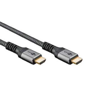 Produktfoto för Goobay 65261, 2 m, HDMI Typ A (standard), HDMI Typ A (standard), 3D kompatibilitet, 48 Gbit/s, Svart, Silver