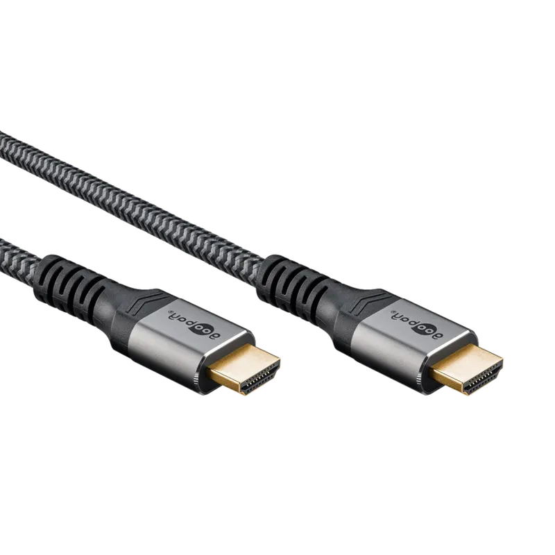 Alternativ bild 0 för Goobay 65261, 2 m, HDMI Typ A (standard), HDMI Typ A (standard), 3D kompatibilitet, 48 Gbit/s, Svart, Silver