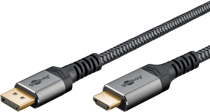 Alternativ bild 0 för Goobay 65268, 1 m, DisplayPort, HDMI, Hankoppling, Hankoppling, Grå