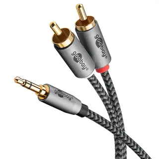 Produktfoto för Goobay 65285, 3,5 mm, jack, 2 x RCA, jack, 1 m, grå