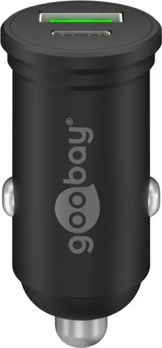 Produktfoto för Goobay Dual Billaddare PD 45W, 3.0A, 1x USB-A 1x USB-C - Svart