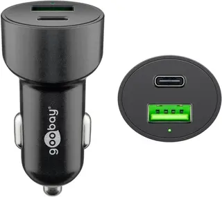 Produktfoto för Goobay Dual USB bilsnabbladdare USB-C PD, 48W