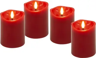 Produktfoto för Goobay LED-ljus i äkta vax, 4-pack – Röd