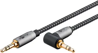 Produktfoto för Goobay Ljudanslutningskabel AUX, 3,5 mm stereo, 90°, 5m