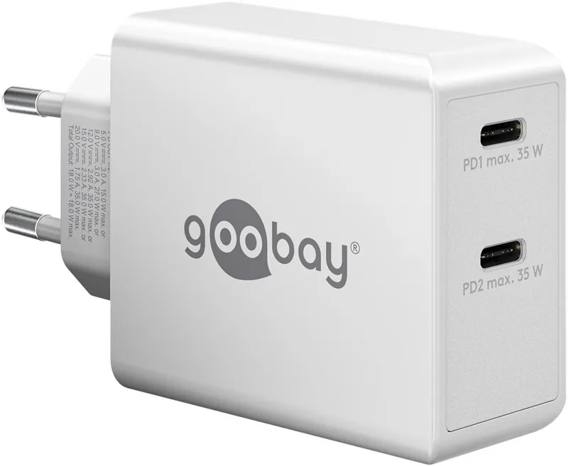 Alternativ bild 0 för Goobay PD Dual USB-C Snabbladdare 36W - Vit