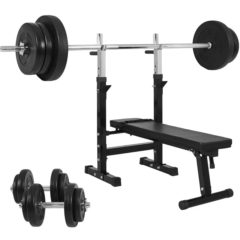 Alternativ bild 0 för Gorilla Sports Bänkpress BLACK Skivstång och hantelset - 70 kg
