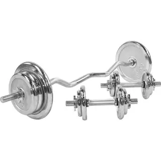Produktfoto för Gorilla Sports Curlstång Hantlar CHROME - 70kg