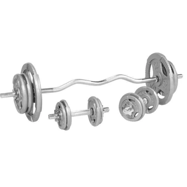 Bild 1 för Gorilla Sports Curlstång Hantlar TRIGRIP Gjutjärn - 70 kg