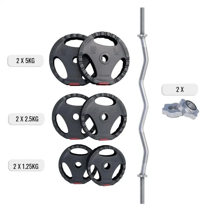 Bild 2 för Gorilla Sports Curlstång PRO Trigrip - 25kg