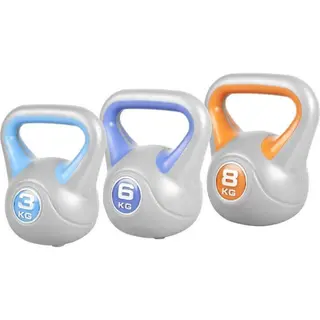 Produktfoto för Gorilla Sports Kettlebell Fitnesspaket - 3kg 6kg 8kg, Paket Kettlebell